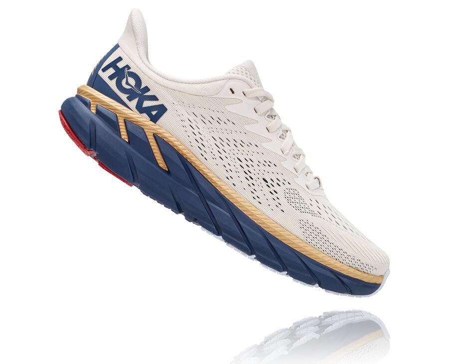 Hoka One One Løbesko Dame - Clifton 7 - Hvide/Blå - 096813TUA